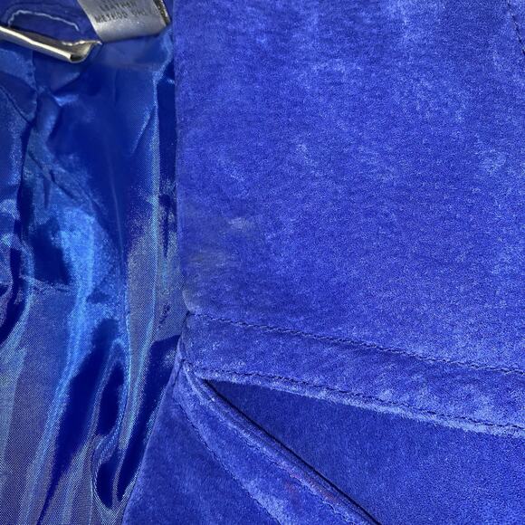 Chicos Blazer Jacket Womens Blue Leather Suede Long Sleeve Collared Size 2 - Picture 14 of 14